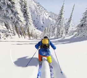 skiiing (a screenshot from a video game)